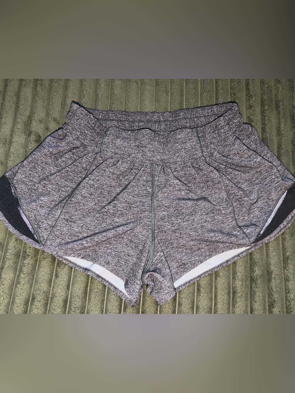 lululemon athletica Heather Gray Athletic Shorts with White Trim